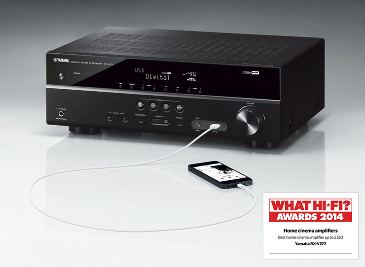 UG环球5.1声道家庭影院收音扩音机RX-V377 荣获2014年度What Hi-Fi?五星评价大奖
